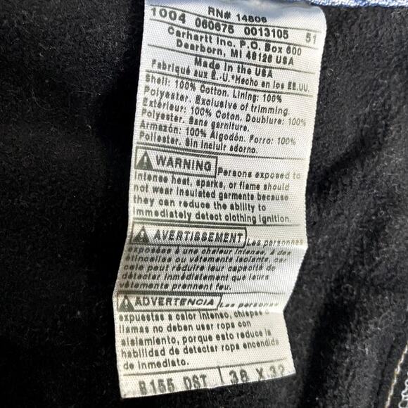 Carhartt Vintage Fleece Lined Jeans 38X32 Blue Faded Relaxed Straight USA Made - Picture 8 of 13